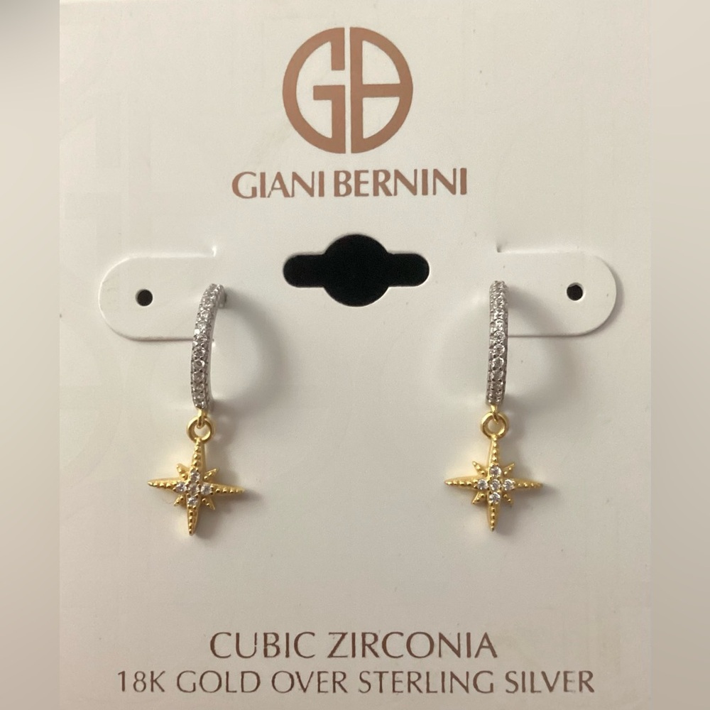 Giani Bernini Sterling Silver Cubic Zirconia Starburst Hoop Earrings